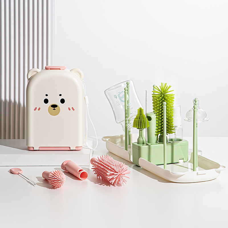Travel Accessories For 1 Year Old - Travel Baby Bottle Brush Set -