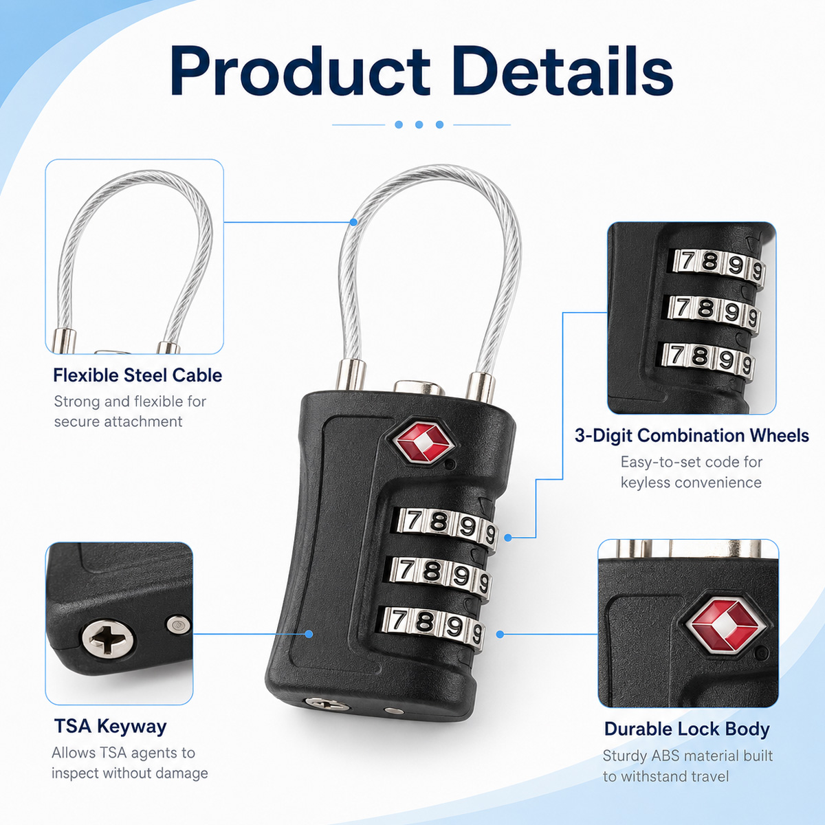 TSA Approved Luggage Lock 3 Di - огляд і ціна Travel Accessories Electronics