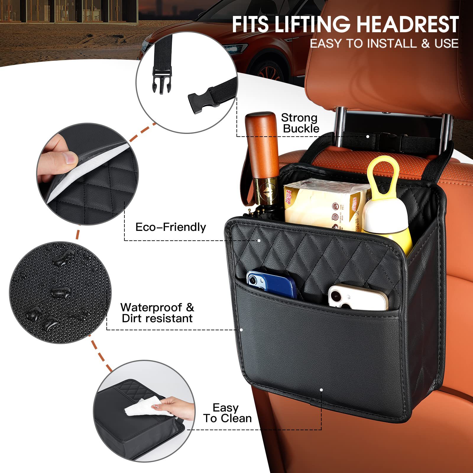 Hanging Storage Pocket Automot - огляд і ціна Travel Accessories Leather