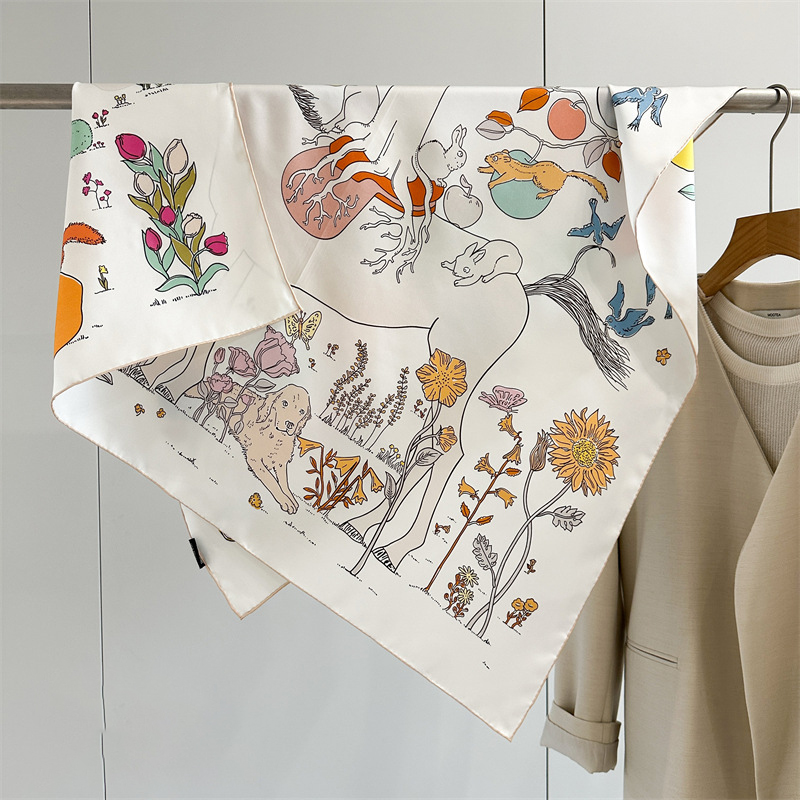 AB Faced Print Silk Scarf 18MM - огляд і ціна Travel Accessories Neck